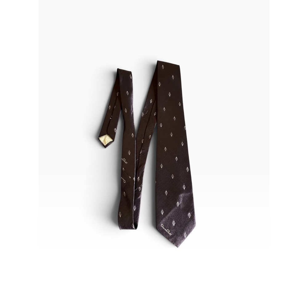 Oscar de la Renta Necktie Mens 3.5" Purple Diamond Silk Blend EUC